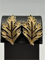 Crown Trifari Textured Gold Tone Earrings