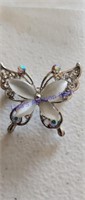 Butterfly Rhinestone  with mother of pearl brooch