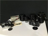Vintage Camera Lot- Canon A1,Konica C35 with Box,