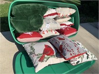 Tote of Christmas Throw Pillows, tote has cracked