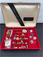 Men’s jewelry box w pins & more