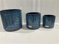Round glazed clay pots 14x14,11x11,9x9