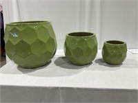 Round glazed clay flower pots 14x14,11x11,9x9