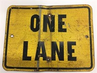 Vintage Metal *One Lane* 24" x 18" Sign