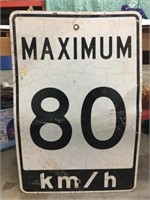 Vintage Metal *80km/h* 24" x 36" Sign