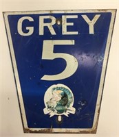 Vintage Metal *Grey 5* 17" x 18" Sign