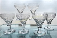 Early Crystal Etched Dessert Bowls