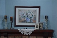 Decorations on Dining Room Fireplace Mantle