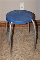 Modern Round Side Table w/ Blue Top