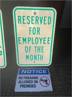 Employee Of The Month Metal Sign & No Firearms