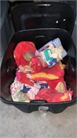 Tote with lid, throws, sheets, variety