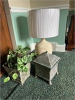 New Table Lamp, & 2 Metal Decorative Boxes
