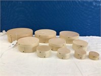 10 Nesting Wood Round Cheese Boxes
