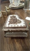 PIANO JEWELRY BOX WITH MISC.