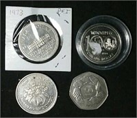 Four assorted coins lot