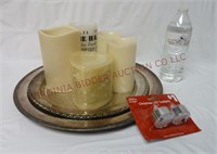 Flameless Candles & Silver Plate Trays