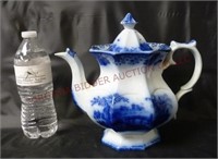 Flow Blue China Lidded Teapot / Tea Pot