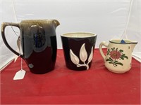 Brown Drip Stoneware Pitcher & Vase