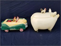 Car & Pig Cookie Jars