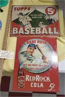 2 metal 16x12 baseball signs Topps Red Rock Cola