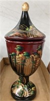ORIENTAL PAINTED COVERED URN