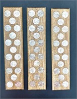 (3) wooden plaques w/ US State  Quarters &