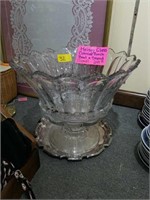 HEISEY GLASS PUNCH BOWL & STAND