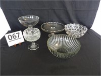 Clear Glass Pedestal Cake Plate, Bowls, Compote