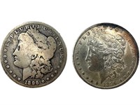 1896 AU, 1896 O G Morgan Silver dollars