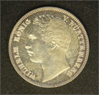 Wurttemburg Coins 1864 1/2 Gulden, uncirculated, C