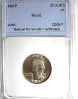 1988-P Quarter NNC MS-67 LISTS FOR $2500