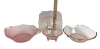 Pink Depression Glass plated, pink glass Bowl