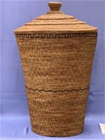 Hand woven remarkable lidded basket from Southern