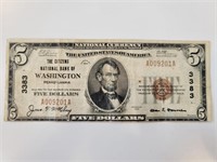 $5 1929 National Bank FR-1800-1 Washington