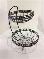 Metal two tiered fruit holder with baskets