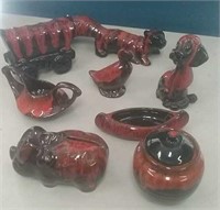 Collection Of Red Drip Glazed Pottery