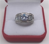 Beautiful Sterling Silver White Sapphire Ring,