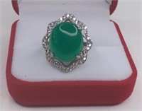 Sterling Silver Jade Ring, beautiful sterling