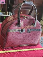 samantha brown burgundy croc style carry on bag NM