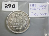 1955 Silver Canadian Fifty Cents Coin