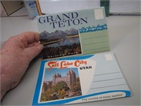 2 Vtg Fold Out Post Cards Grand Tetons & Salt Lake