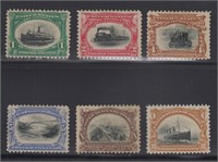 US Stamps #294-299 Mint Hinged with small faults (