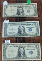 1935-E,F & G $1 SILVER CERTIFICATES