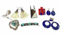 Silver, Lapis, Turquoise & Mother Of Pearl Jewelry