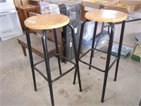 2 bar stools - approx 30" tall wood and metal