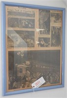 Framed Newsday Newspaper Collage of Train