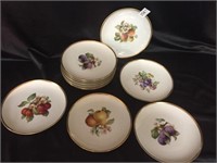 Lot of 12 Handpainted 8" Plates, Marked