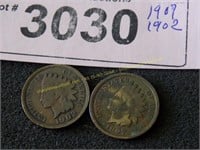 1902 and 1907 Indian head pennies