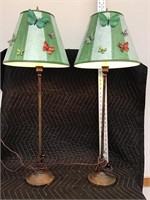 Nice Pair of Stick Lamps with Butterfly Shades