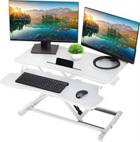 Adjustable Computer Desk Sit-to-Stand Riser-White